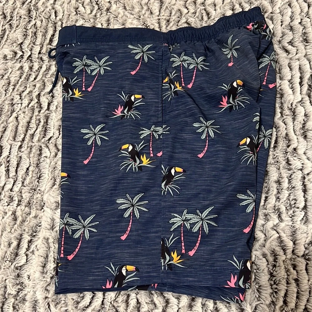Men’s Sonoma Swim trunks with Toucan birds & Palm trees Medium